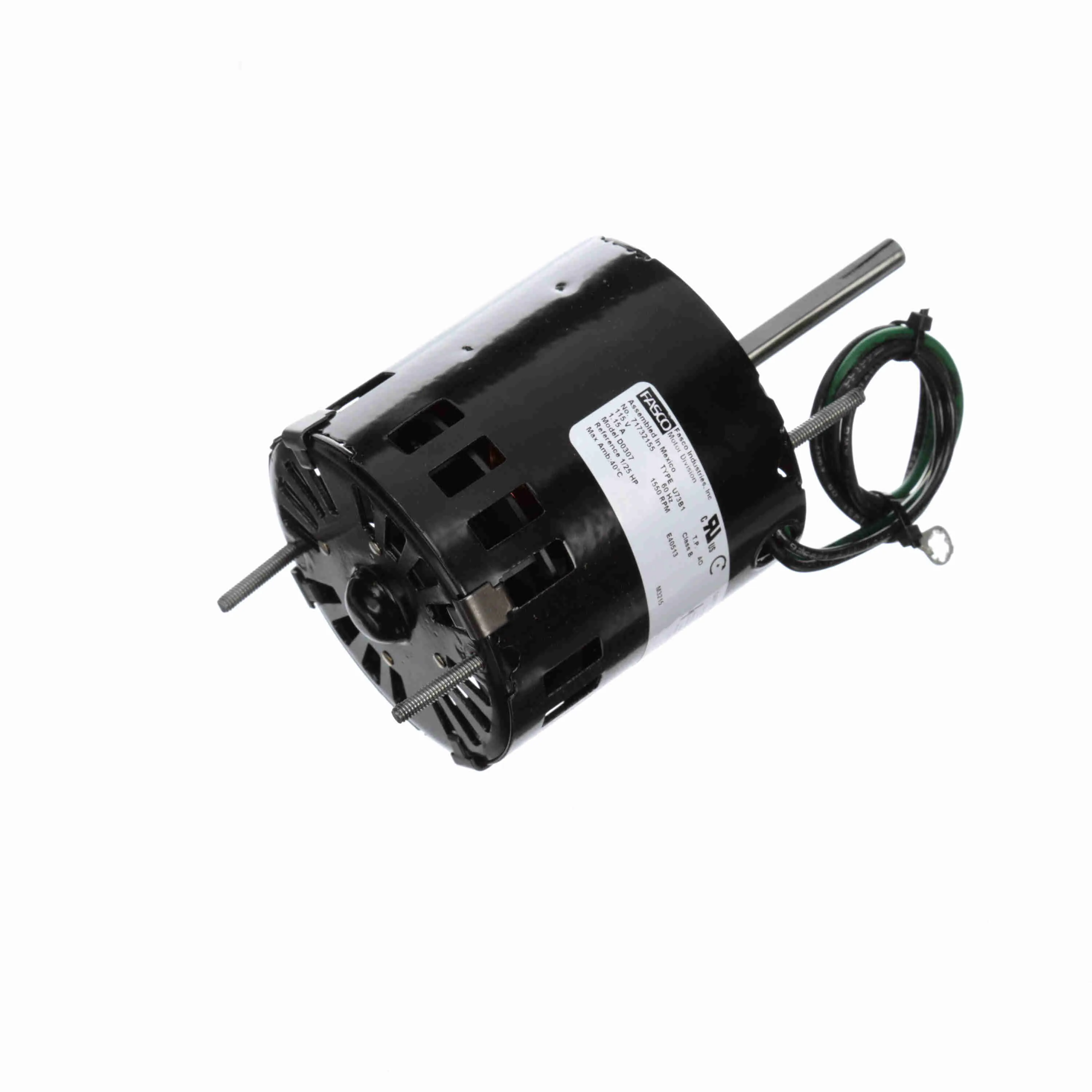 Ventilation Motor, 1/25 HP, 1 Phase, 60 Hz, 115 V, 1550 RPM, 1 Speed, 3.3 Inch Diameter