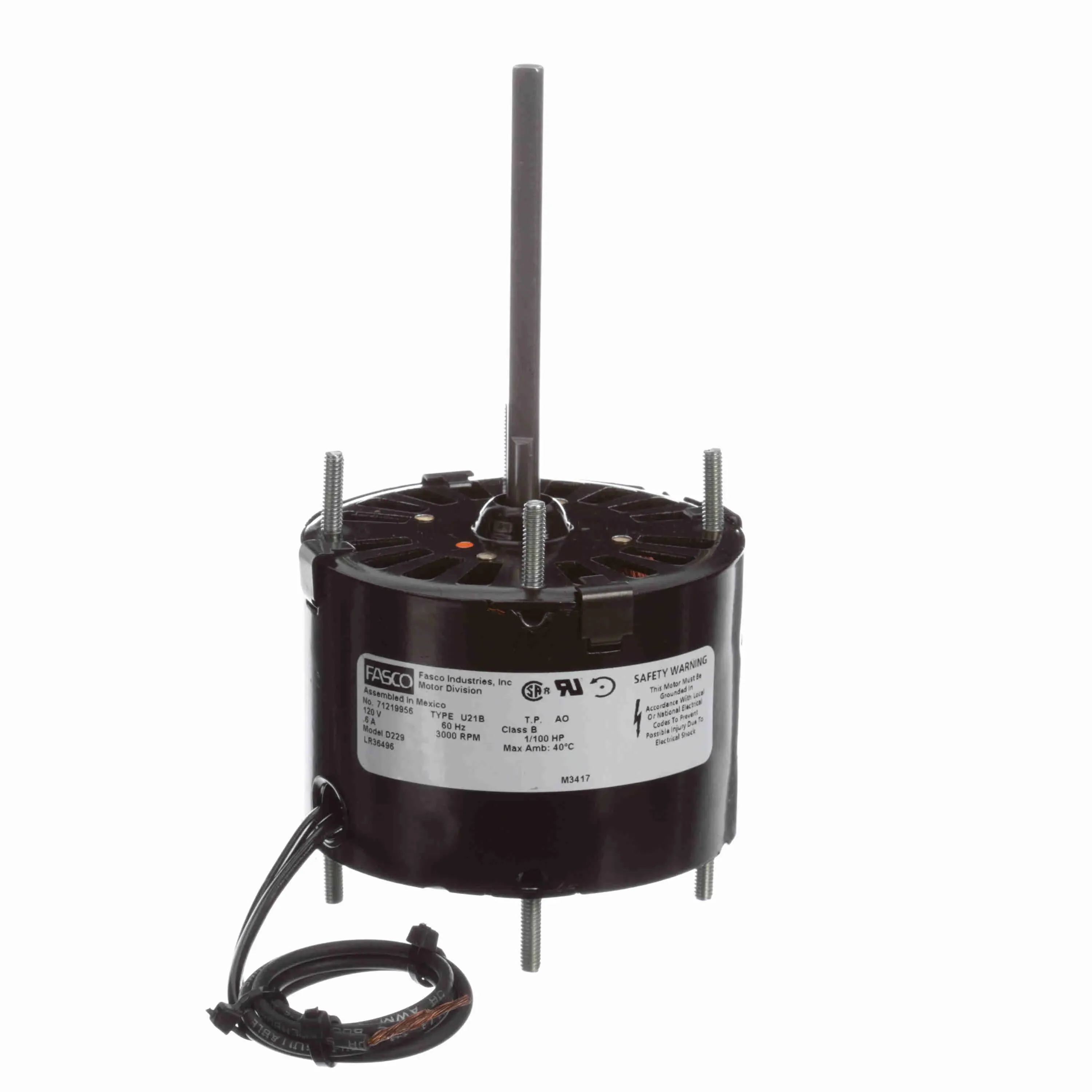 FASCO D229 Hvac Motor 1/100 Hp 3000 Rpm 120v 3.3 | AC7LTH 38N529