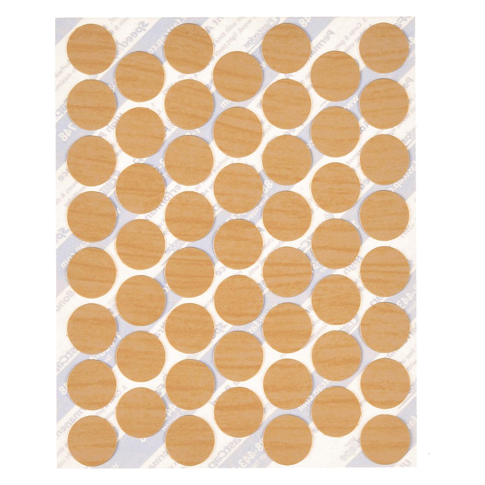 Screw Cap, Clear Maple, Wood, Self Adhesive, 9/16 In Dia.