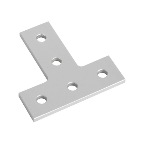 FATH 151057 T-Shaped Flat Plate, Silver, 5 Holes, Anodized Aluminum, Slot Size 6 | CV7VBR