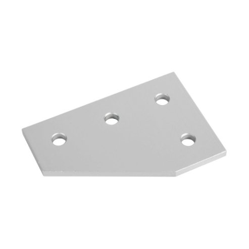 Flat Plate, Silver, 90-Deg., 4 Holes, Anodized Aluminum, Slot Size 8