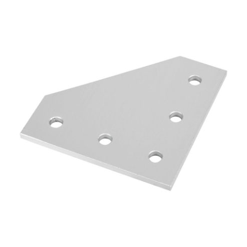 Flat Plate, Silver, 90-Deg., 5 Holes, Anodized Aluminum, Slot Size 8