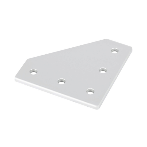 Flat Plate, Silver, 90-Deg., 5 Holes, Anodized Aluminum, Slot Size 8