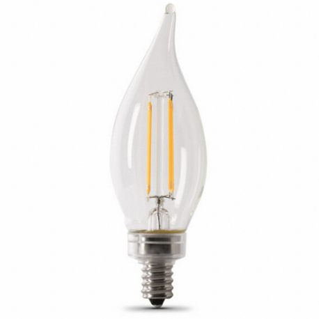 FEIT ELECTRIC LED BPCFC60927CAFIL/4 Bulb, BA10, Candelabra Screw, Candelabra Screw, 60 W, 2700K, LED, 4 Pack | CP4ZGM 797U69
