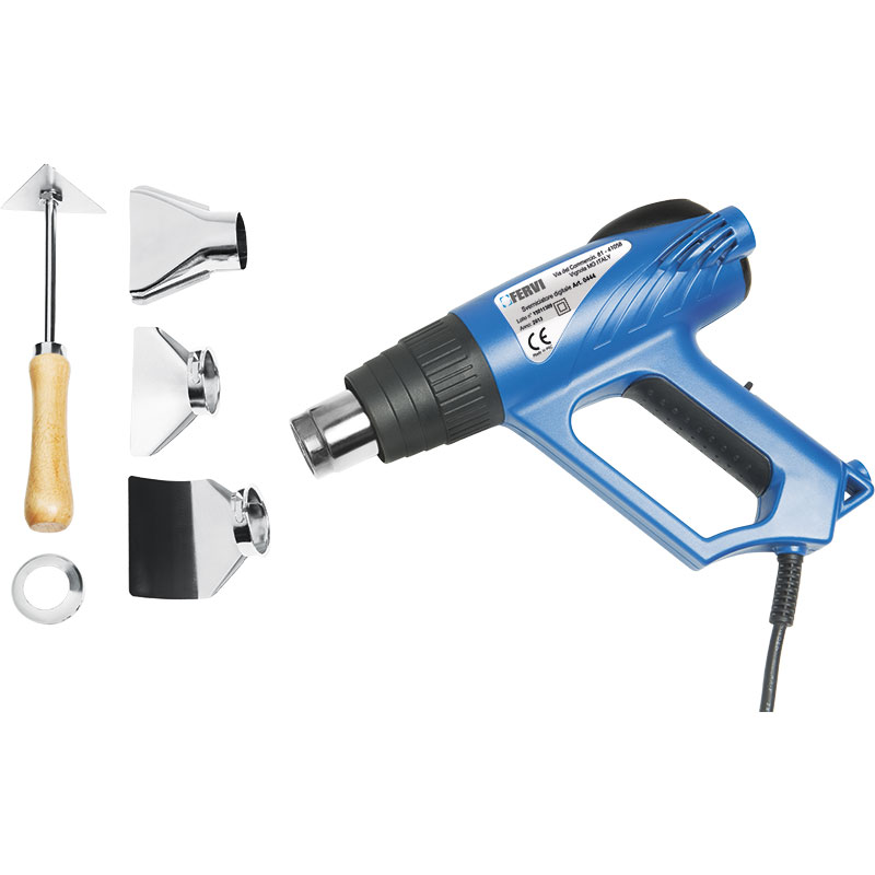 FERVI 0444 Hot Air Gun Set, Digital, 70 - 600 Degree C., 230V, 2000W | CF3RJZ