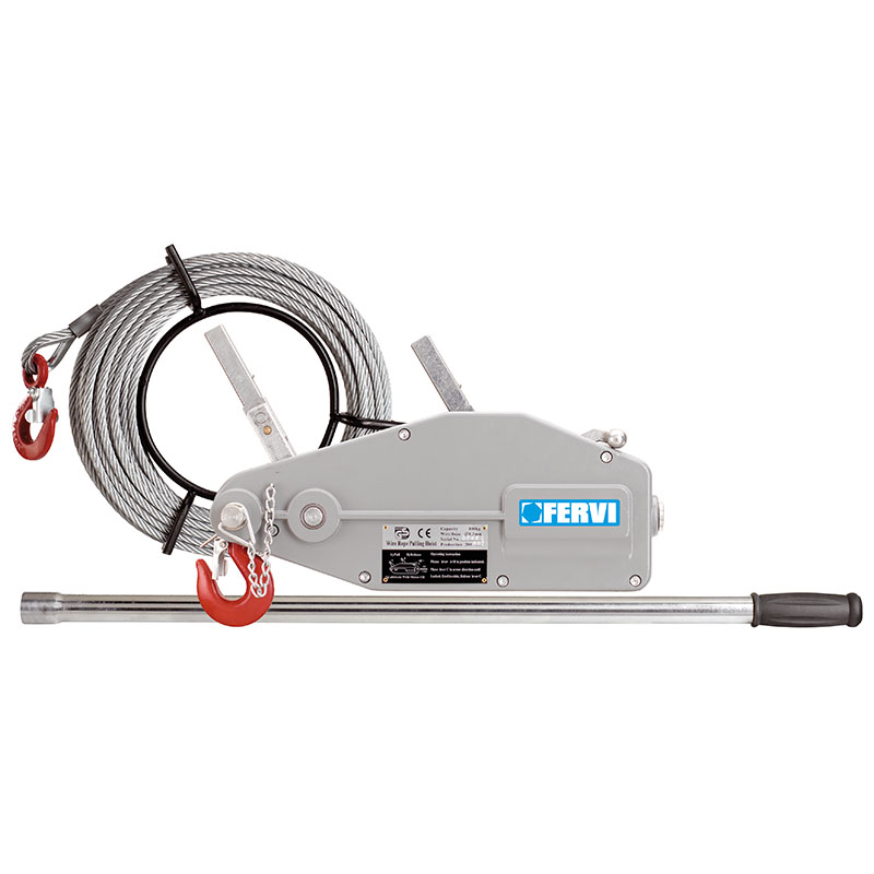 FERVI 0791/08 Wire Rope Pulling Hoist, 800 kg Max Load, 20 m Length | CF3RUN