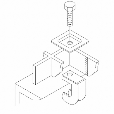 Grating Clip, SS, Clip Assembly, Gr. 316, 3/8 In Fits Support Thk.