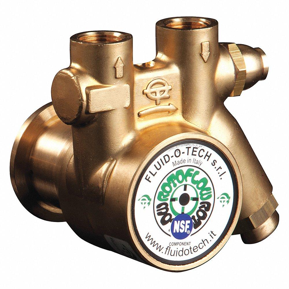 FLUID-O-TECH PA 101X Rotary Vane Pump, 3/8 Inch Inlet/Outlet NPTF, 49 gph Max. Flow, Brass | CJ3FGQ 423J57