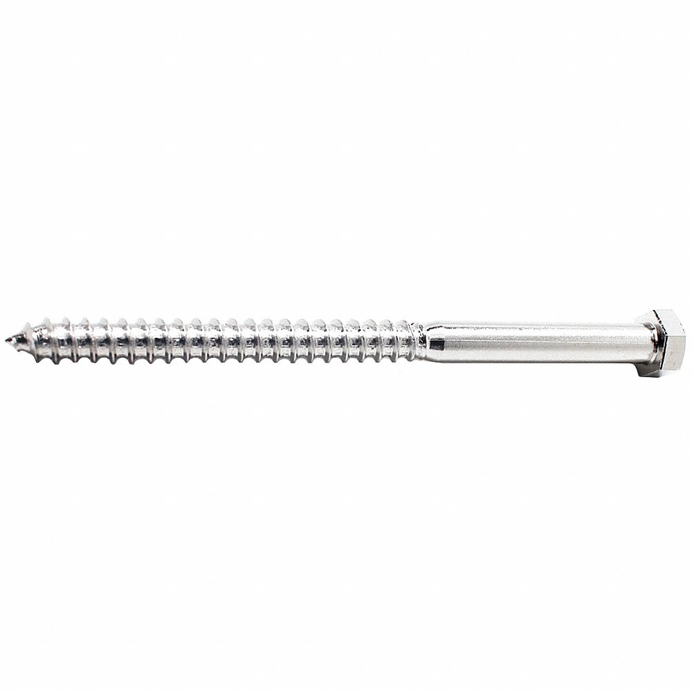 FOREVERBOLT FBLB384P10 Hex Head Lag Screw, 4 Inch Length, 18-8 Stainless Steel, 3/8 Inch Size, 10PK | CG8VNH 53MG38