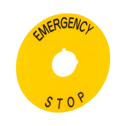 Legend Plate, Plastic, Round, Yellow Field, Yellow Background, Black Engraved Text