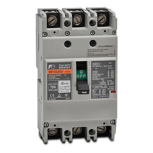 Molded Case Circuit Breaker, 125A Frame, 70A, 600 VAC/ 250 VDC, 3-Pole