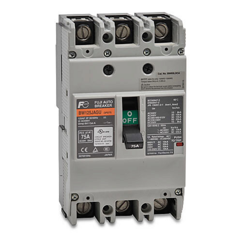 Molded Case Circuit Breaker, 125A Frame, 75A, 600 VAC/ 250 VDC, 3-Pole