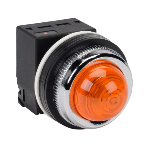 LED Indicating Light, Permanent Light Function, 30mm, Orange, 41mm, Dome, Plastic Base