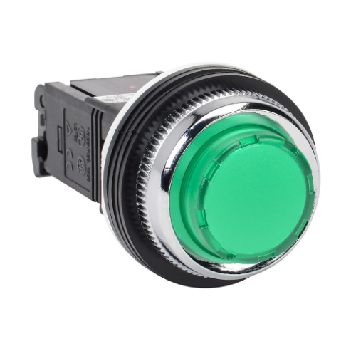 LED Indicating Light, Permanent Light Function, 30mm, Green, 41mm, Extended Round