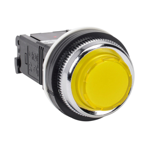 LED Indicating Light, Permanent Light Function, 30mm, Yellow, 41mm, Extended Round