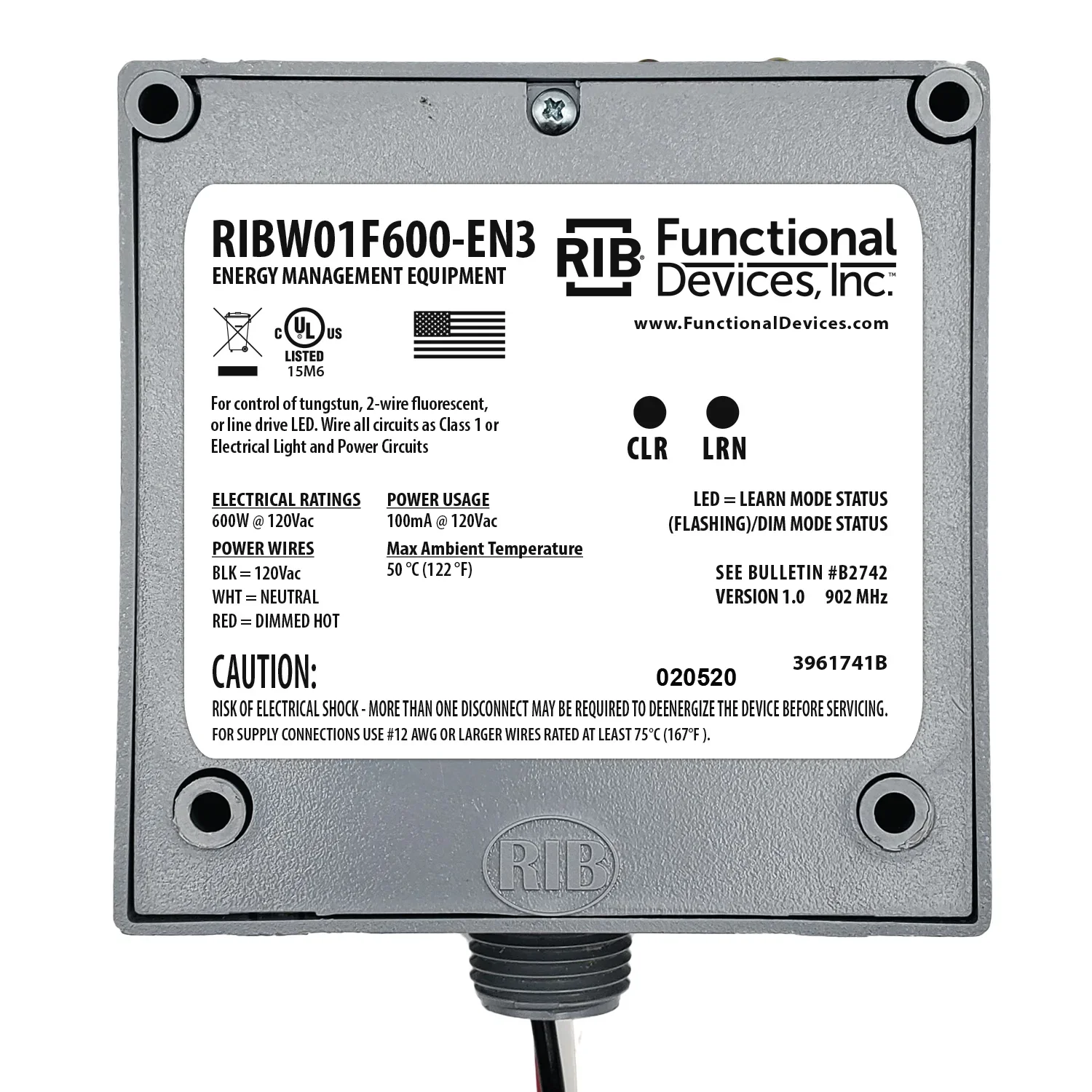 FUNCTIONAL DEVICES INC / RIB RIBW01F600-EN3 FUNCTIONAL DEVICES INC / RIB RIBW01F600-EN3 | CW6UNG