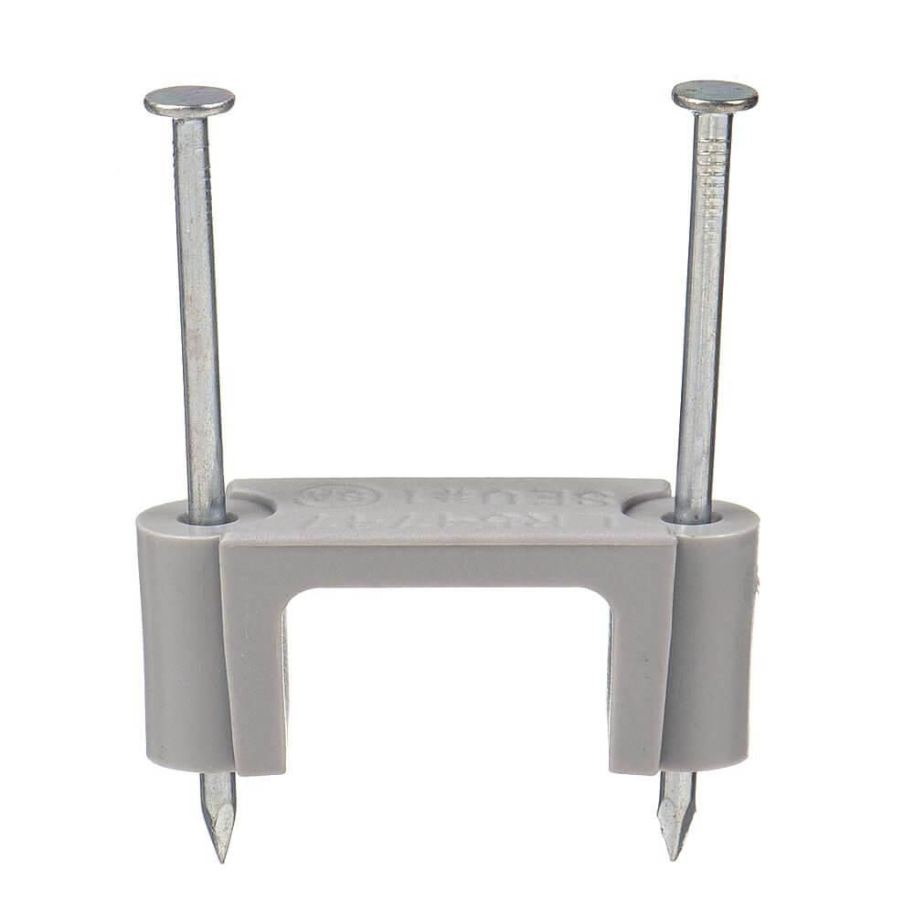 Cable Staple, Gray, 7/16 In Size, Plastic, Steel, Zn Plated