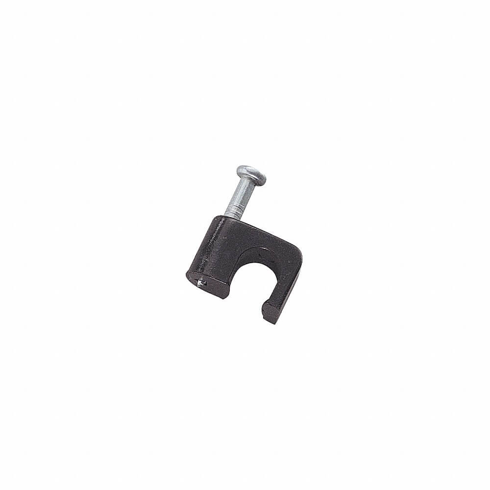 Cable Staple, Blk, 1/4 In Size, Plastic, Steel