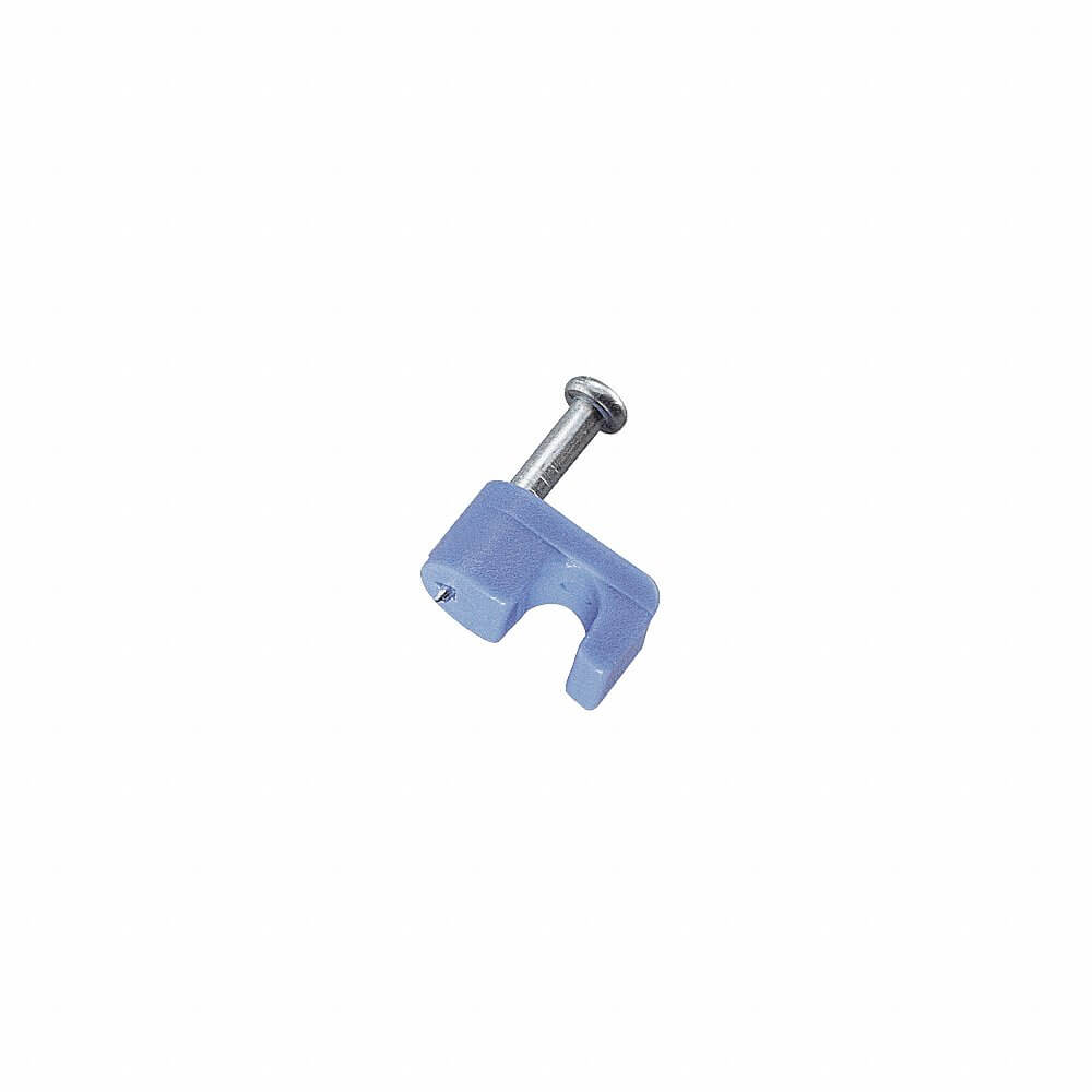 Cable Staple, Blue, 1/4 In Size, Plastic, Steel, Zn Plated