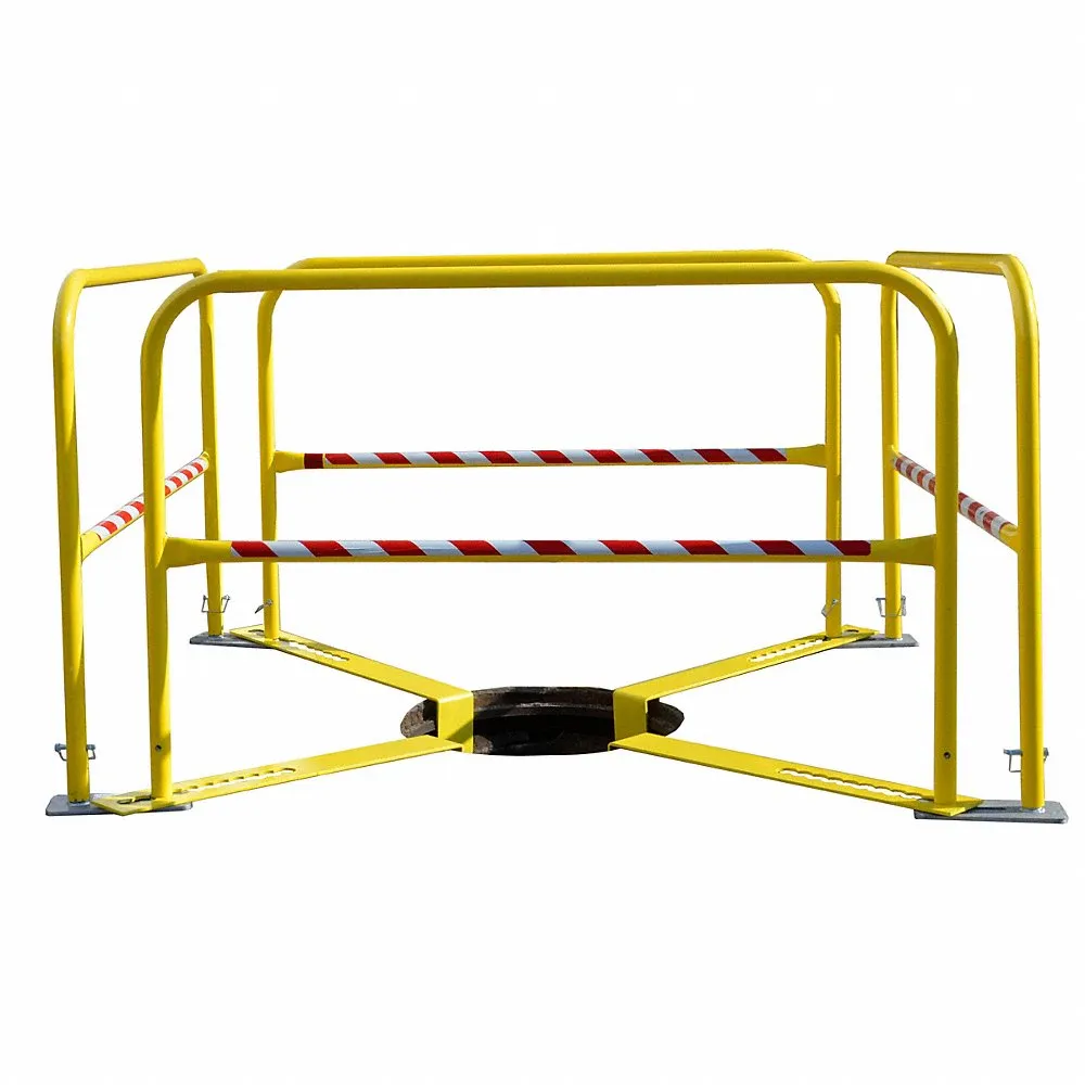 Manhole Guard Rail, 6 1/2 ft x 5 3/8 ft x 3 1/2 ft, Steel, Yellow