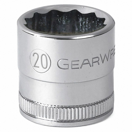 GEARWRENCH 80755D Socket, Drive12Pt Stndr, Metric, 1/2In, 20 mm | CP6JND 41XL20
