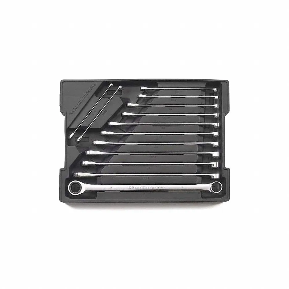 72-Tooth 12 Point GearBox Double Box Ratcheting SAE Wrench Set, 13 Pcs