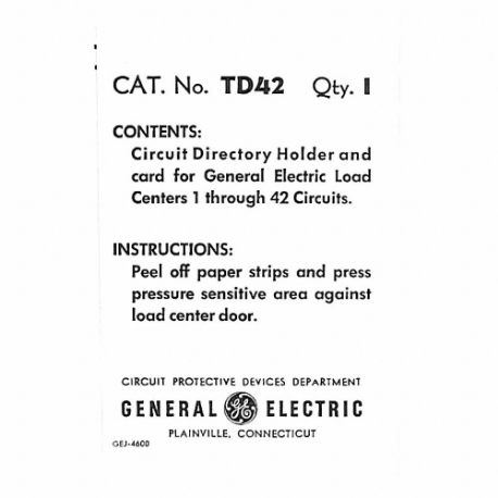 GENERAL ELECTRIC TD42