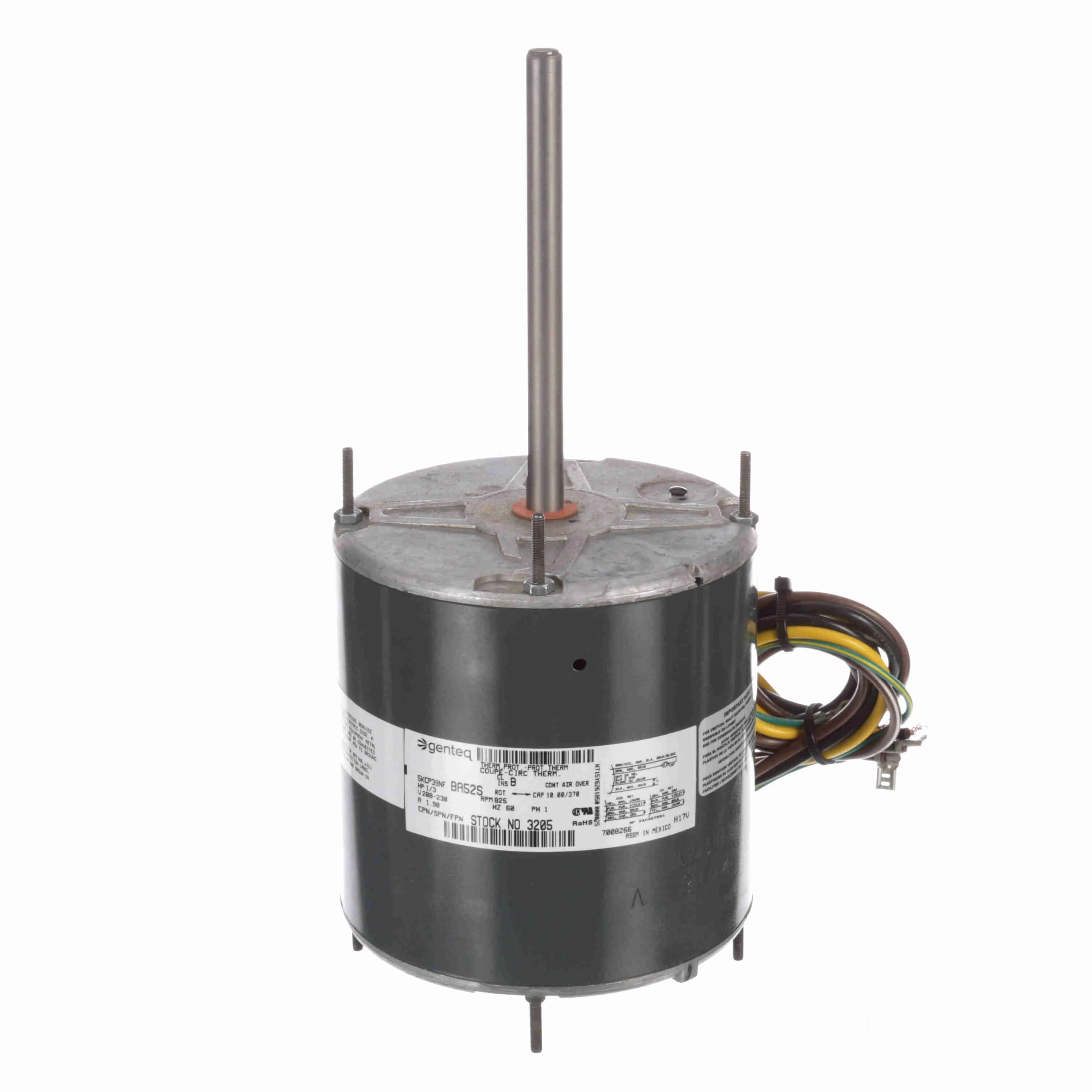 Refrigeration Motor, 1/5 HP, 1 Phase, 60 Hz, 115 V, 1075 RPM, 1 Speed, 48 Frame, TEAO
