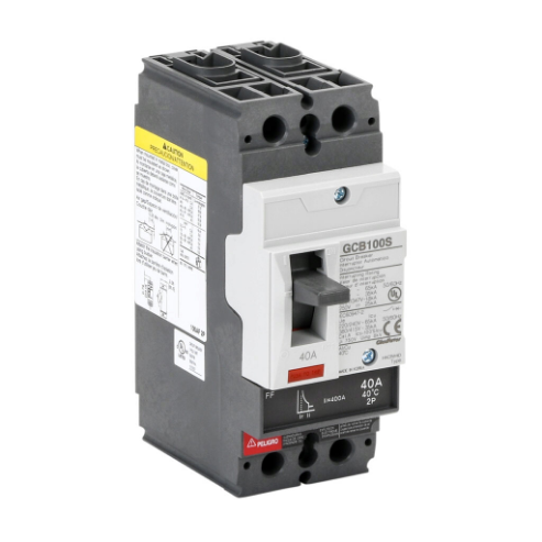 Molded Case Circuit Breaker, 100A Frame, 40A, 600Y/ 480 VAC/ 250 VDC, 2-Pole
