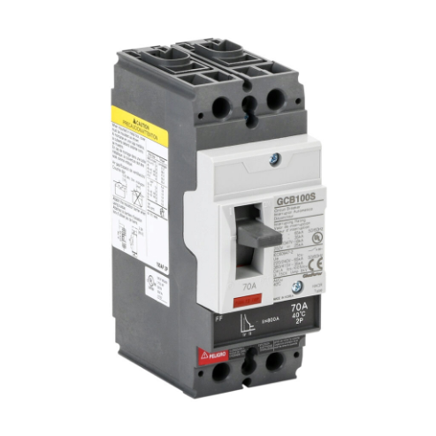 Molded Case Circuit Breaker, 100A Frame, 70A, 600Y/ 480 VAC/ 250 VDC, 2-Pole