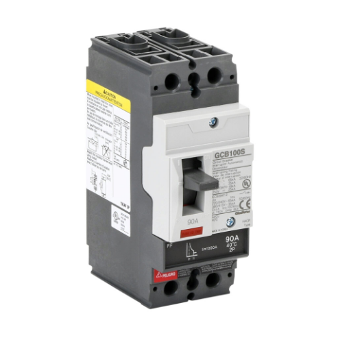 Molded Case Circuit Breaker, 100A Frame, 90A, 600Y/ 480 VAC/ 250 VDC, 2-Pole