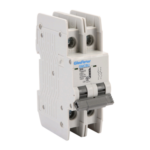 GLADIATOR GMCBU-2D-30 Miniature Circuit Breaker, 30A, 240 VAC/ 125 VDC, 2-Pole, D Curve, Thermal Magnetic | CV7FHD