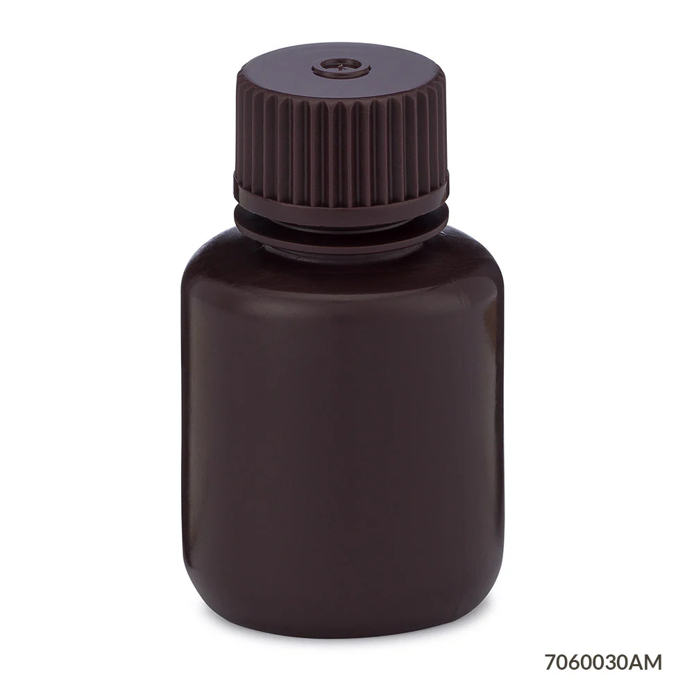 GLOBE SCIENTIFIC 7060030AM Bottle, 1 oz Labware Capacity, HDPE, Includes Closure, Unlined, 12 Pack | CP6MDP 55NG43