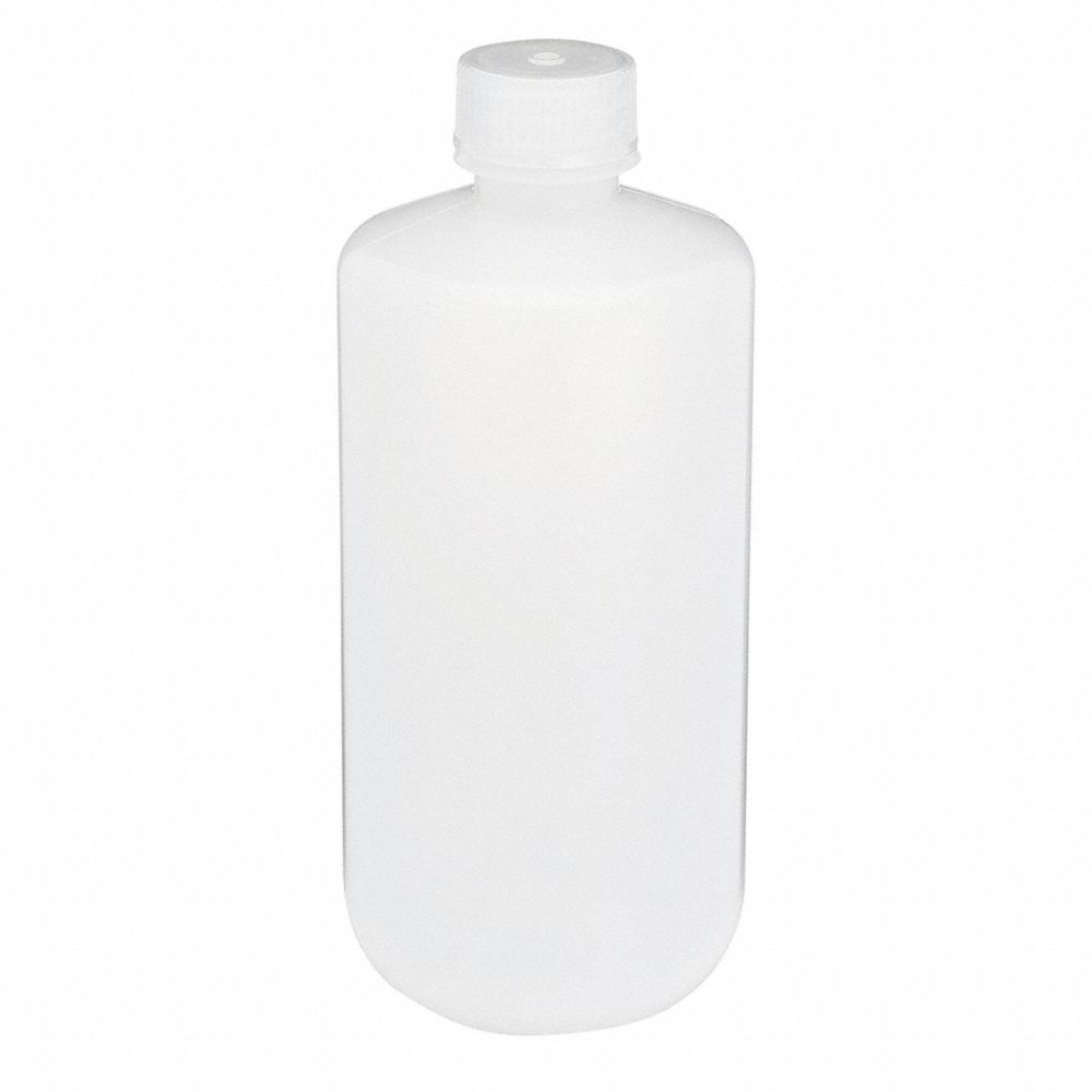 GLOBE SCIENTIFIC 7070500 Narrow Mouth Round Bottle, Sampling, Plastic, 500 ml Capacity, Natural, 12 PK | CE9VFF 55NG81