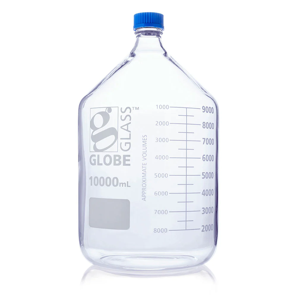 GLOBE SCIENTIFIC 810010K Media Bottle, 338.14 oz Labware Capacity - English, Type I Borosilicate Glass | CP6MPD 793W16