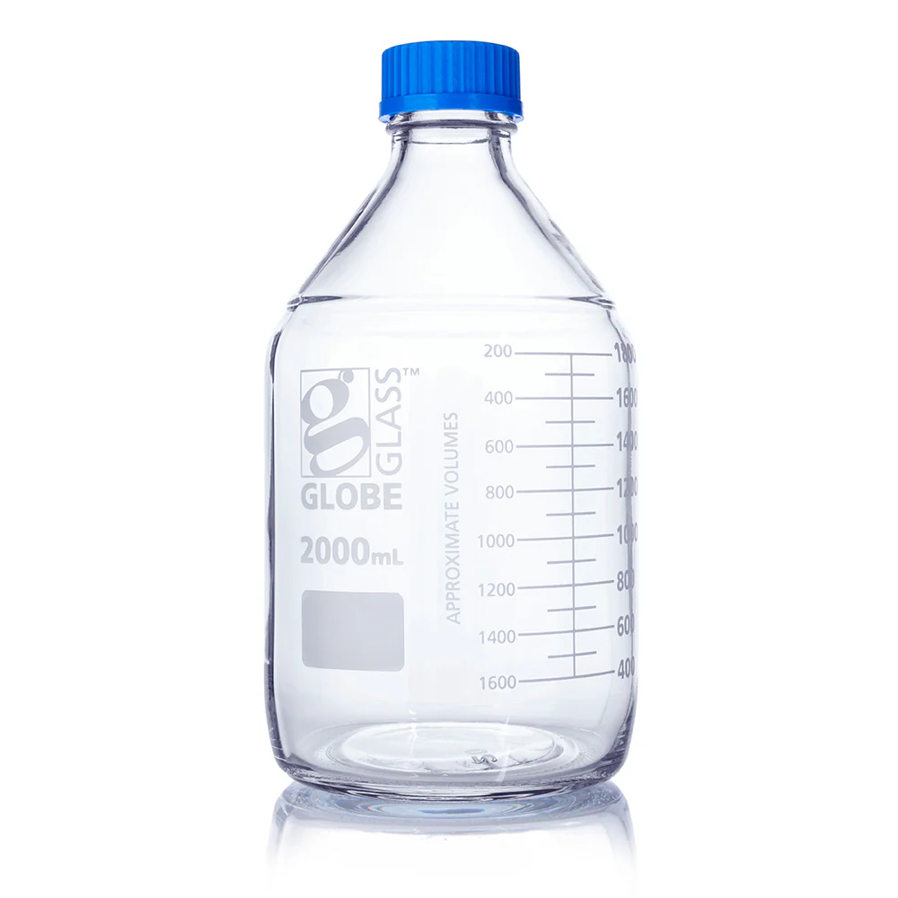 GLOBE SCIENTIFIC 8102000 Media Bottle, 67.63 oz Labware Capacity - English, Type I Borosilicate Glass, 10 PK | CP6MPE 793W14