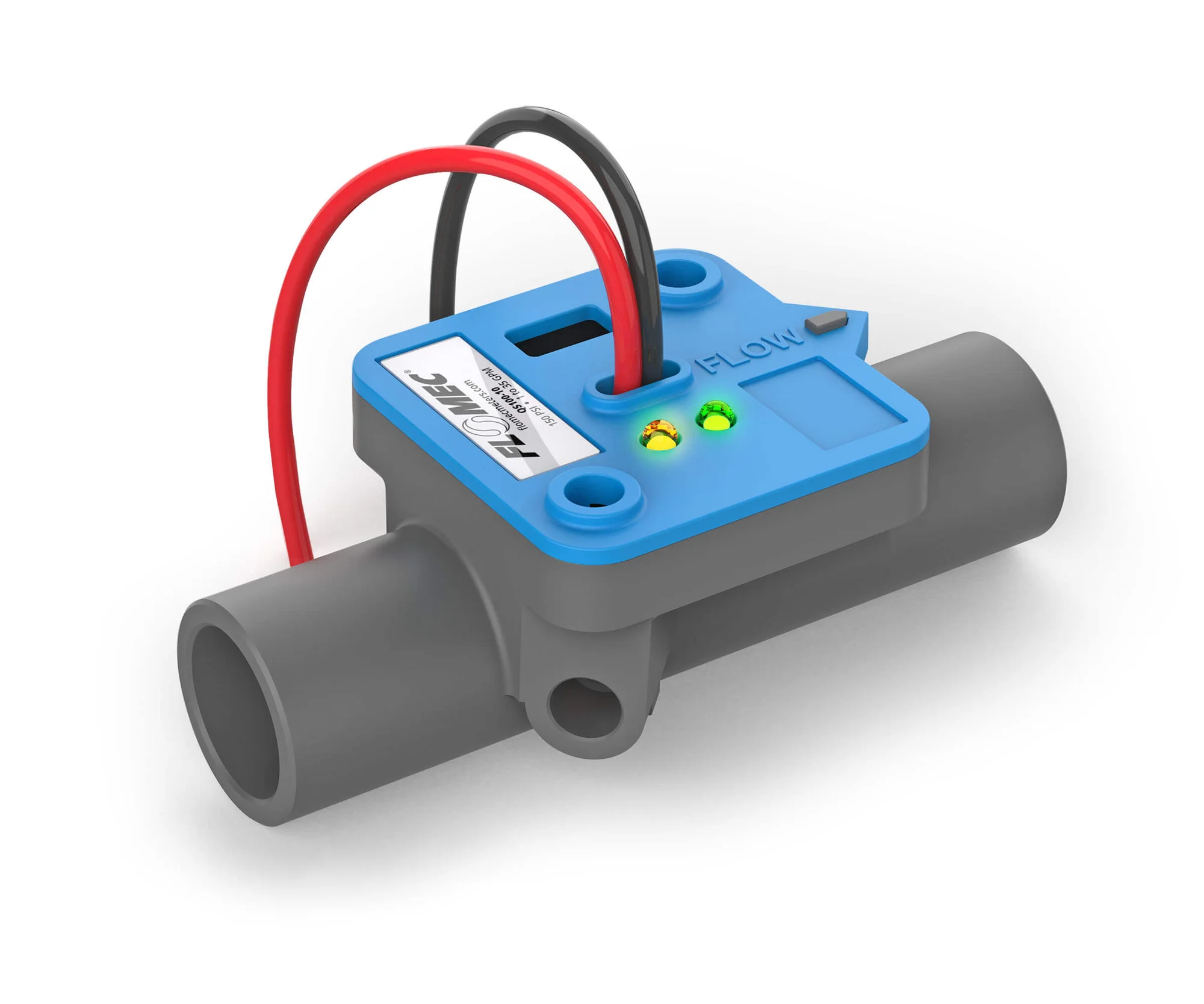 Ultrasonic Inline Flow Sensor, 0.1 to 15 FPS, 1 Inch Pipe, 1 Inch Spigot Connection