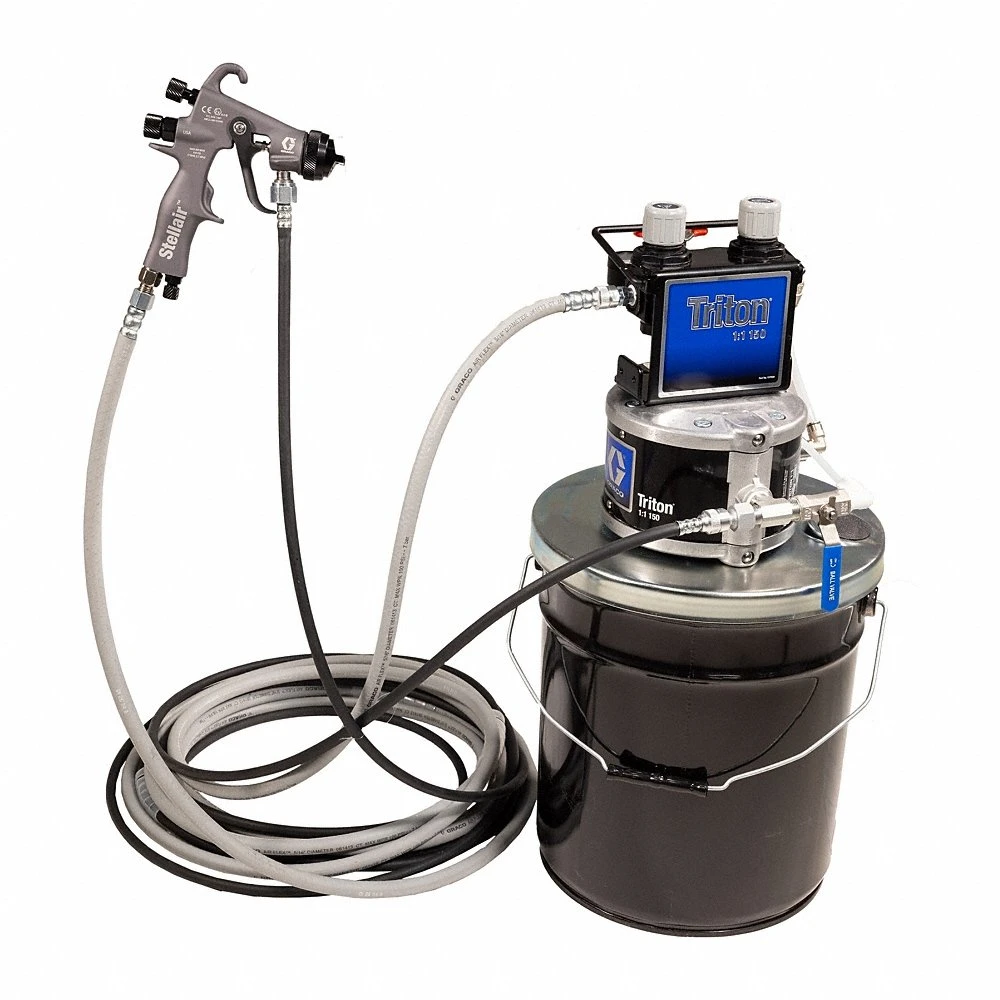 Paint Sprayer Pump, Pail-Mount, 27 5/8 Inch Ht, Stainless Steel, HVLP Paint Sprayers