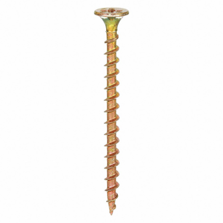Drywall Screw, Yellow Zn Plated, Steel, 1 1/4 In Lg., Bugle, 6 Screw Size, Phillips