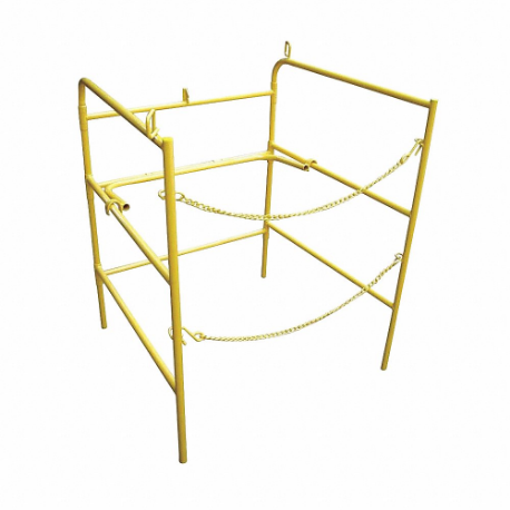Manhole Guard Rail, 33 Inch X 33 Inch X 3 1/2 Ft, Steel, Yellow, Hooking Chains