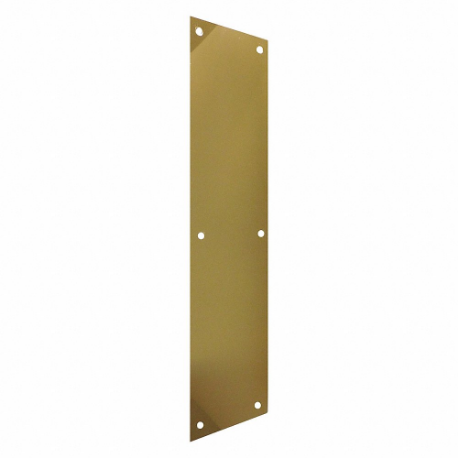 Door Push Plate, 16 Inch Length, 0.25 Inch Projection, Polished, Brass