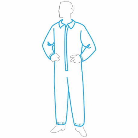 GRAINGER 191252X Collared Disposable Coverall, Spunbond/Meltblown/Spunbond Polypropylene, Serged Seam | CQ2JDP 34CL40