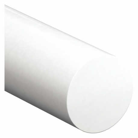 Plastic Rod, 1 Ft Length, White, Opaque, 12400 Psi Tensile Strength, 0.5 Ft-Lb/In