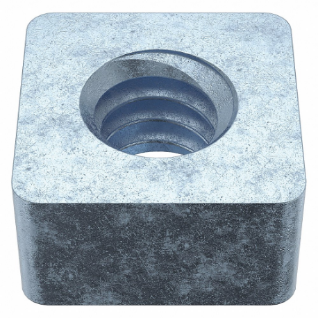Square Nut, 1/4 In - 20 Thread Size, Zn Plated, 15/64 In Square Ht., 7/16 In Square Wd.