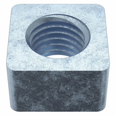 Square Nut, 3/4 In - 10 Thread Size, Zn Plated, 11/16 In Square Ht., 1 1/8 In Square Wd.
