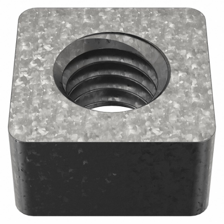 Square Nut, 3/8 In - 16 Thread Size, Hot Dipped Galv, 11/32 In Square Ht., Not Gr.