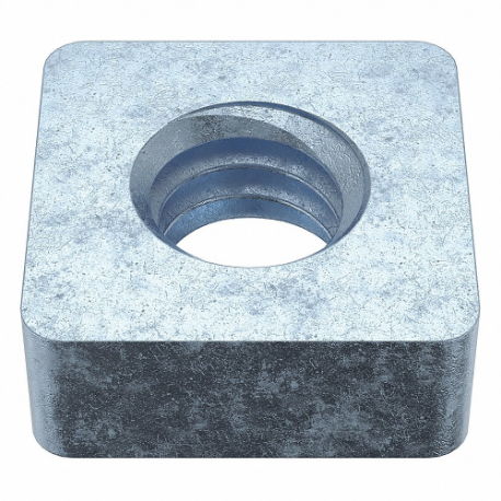 Square Nut, 5/16 In - 18 Thread Size, Zn Plated, 7/32 In Square Ht., 9/16 In Square Wd.