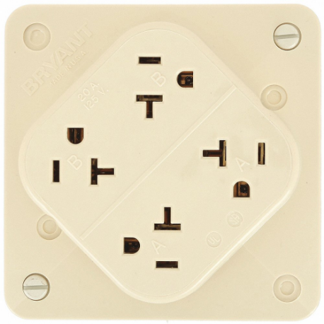 GRAINGER 21254I Receptacle, Quad, 5-20R, 20 A, 125V AC, Ivory, 2 Poles, Screw Terminals, Std Resist | CP8XXG 49YY67