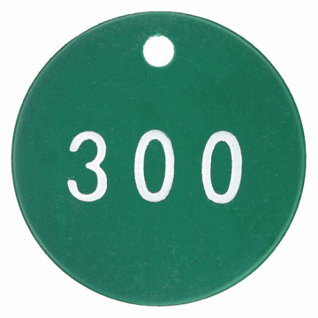 GRAINGER 22FC58 Numbered Tag, Plastic, 1 1/8 Inch Dia, 201-300, Green/White, Round, 100 PK | CQ3AAR