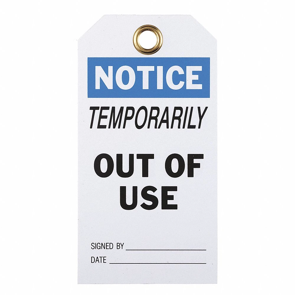 GRAINGER 2RMW1 Tag, Out Of Use, 5 3/4 Inch Width, 3 Inch Height, White, Rectangle, Polyester, English | CP9GQX